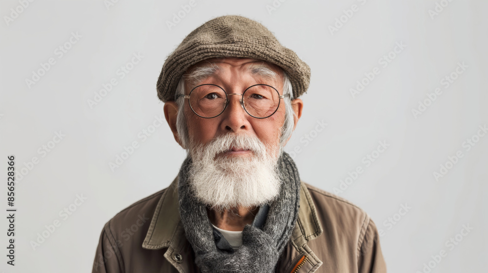 Portrait of a senior man wearing glasses and a cap. Portrait of a senior man wearing glasses and a cap.