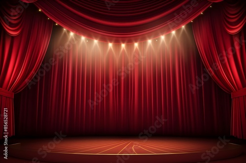 red stage curtains with spotlight