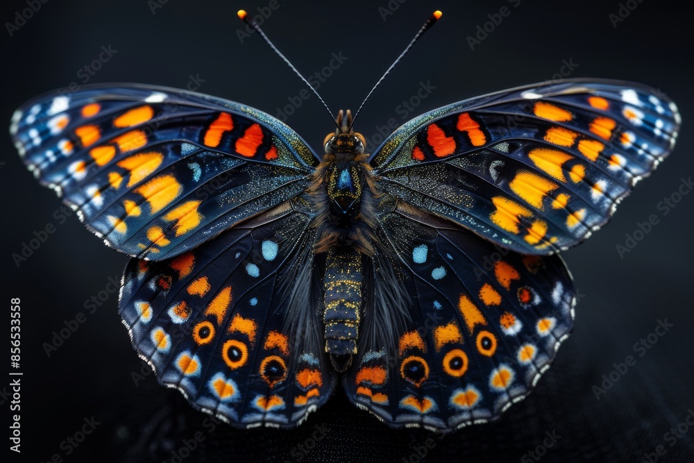 Obraz premium Close-Up of a Vibrant Butterfly with Intricate Patterns