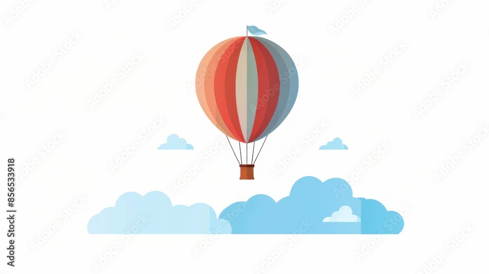 Obraz premium Adventure in the sky hot air balloon flying among clouds on travel and exploration journey