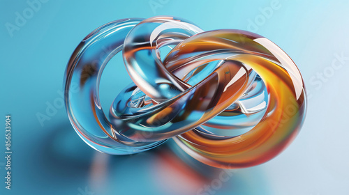 Abstract glass rings with blue and orange colors for design, art, and futuristic themes