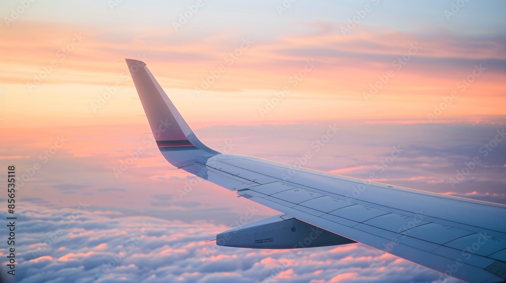 A close-up of an airplane's wing during flight A close-up of an airplane's wing during flight