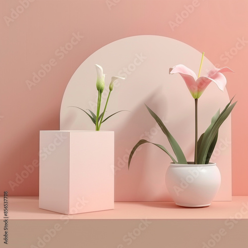 Wallpaper Mural A modern beautiful flower pot with colorful background Design Torontodigital.ca