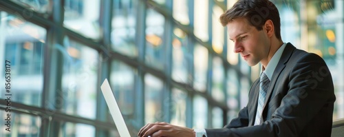 Focused Businessman Developing Investment Strategy on Laptop