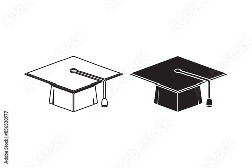 Graduation cap or Education Icon vector silhouette Illustration artwork 