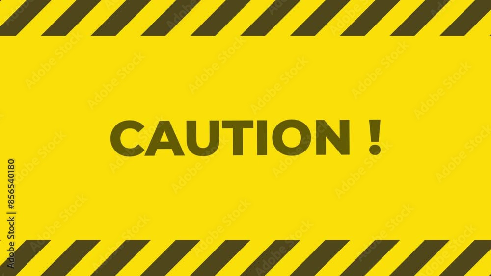 Motion graphic animation of caution text , with yellow background and black line strip. 4k Video Motion graphic animation of caution text , with yellow background and black line strip. 4k Video