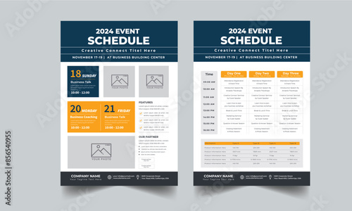 Event Schedule design template layout with 2 concept design photo