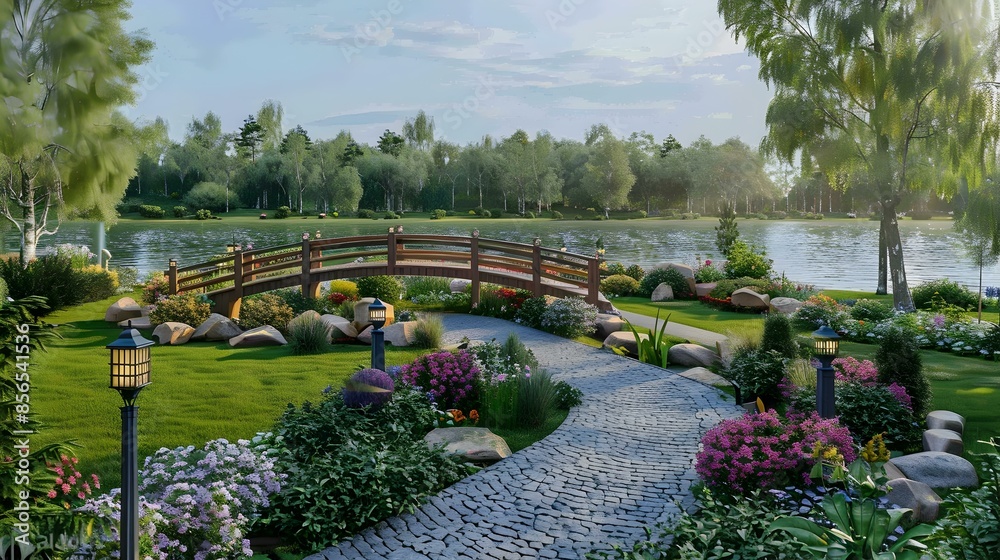 Fototapeta premium A landscaped area on the river bank picture