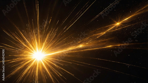 Estrellas brillan con luz dorada en medio del vacio photo