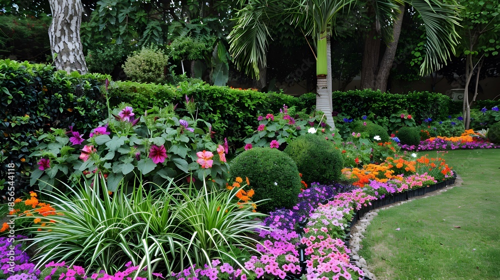 Mixed borders with bright flower beds picture Mixed borders with bright flower beds picture