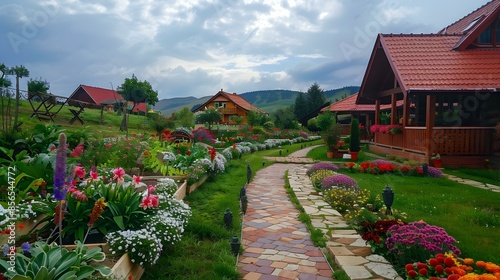 A moldavian garden with flower beds image