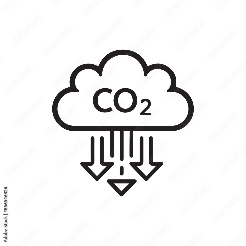 Carbon dioxide gas black outline icon nature pollution design. Carbon dioxide gas black outline icon nature pollution design.