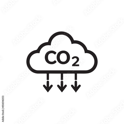 Carbon dioxide gas black outline icon nature pollution design.