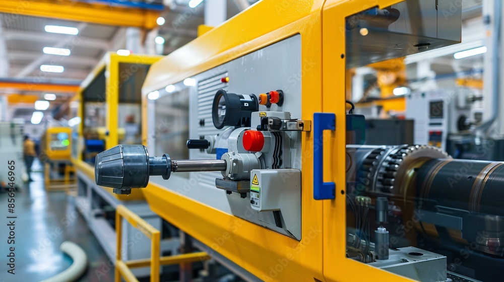 Fototapeta premium Industrial machinery for plastic molding in a factory