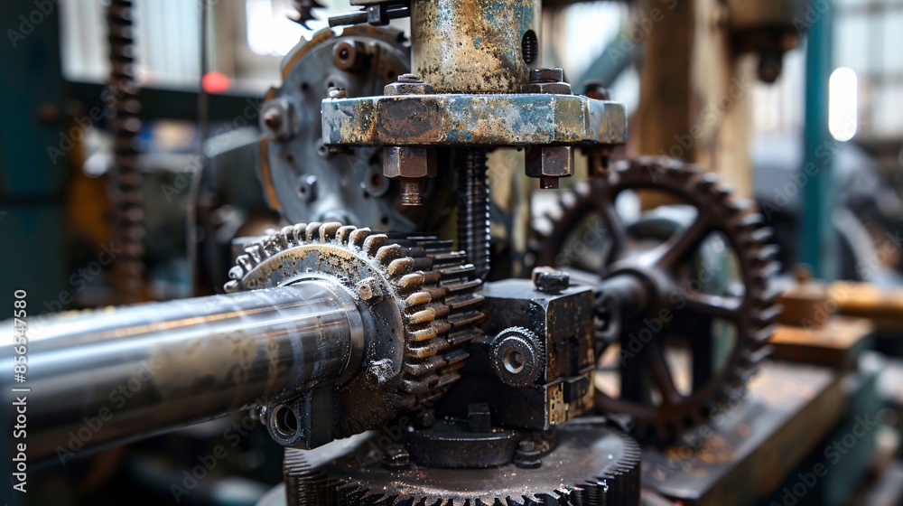 Antique milling machine with worn-out gears Antique milling machine with worn-out gears
