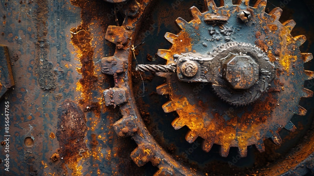 Antique gear mechanism with corroded metal Antique gear mechanism with corroded metal