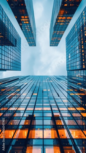 Wallpaper Mural High-rise buildings with reflective glass, capturing the sleek and contemporary design of a modern cityscape Torontodigital.ca