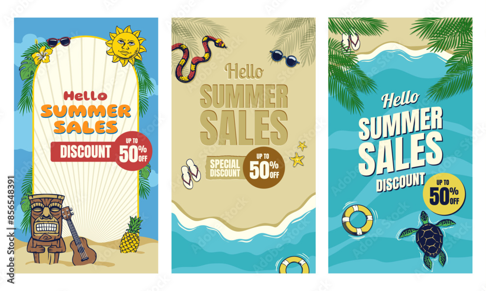 Collection of Summer Sale Social Media Template Design Collection of Summer Sale Social Media Template Design