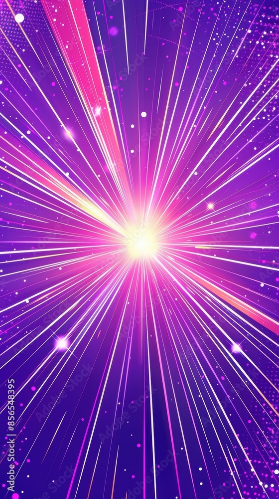 Obraz premium Comic book-style starburst with a purple background, ideal for adding vibrant and dynamic elements to designs