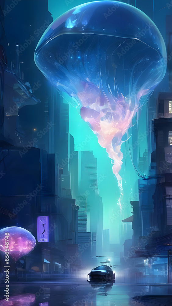 Obraz premium Glowing jelly Fish