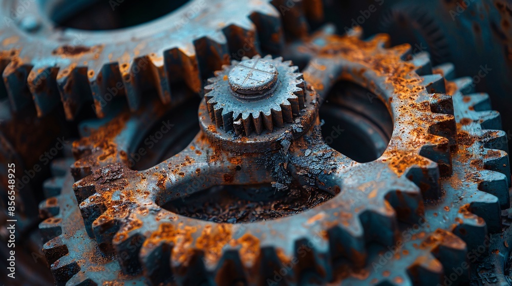 Antique gear mechanism with rusted and worn metal Antique gear mechanism with rusted and worn metal