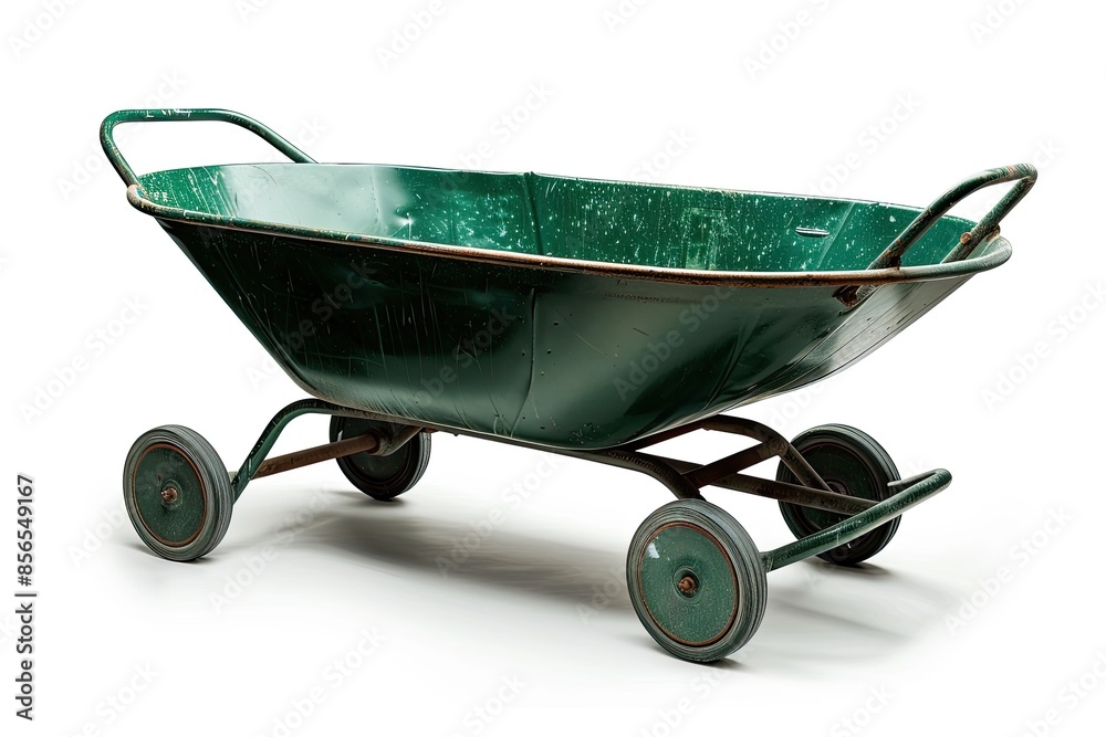 Empty green Wheelbarrow isolated on a white background Empty green Wheelbarrow isolated on a white background