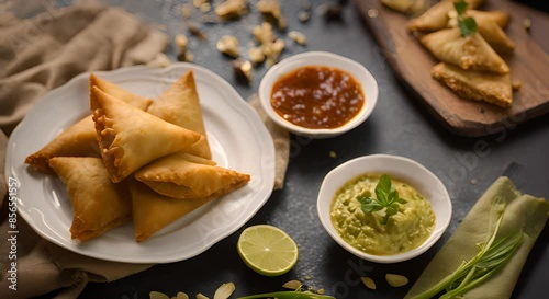Plate of samosa ai video