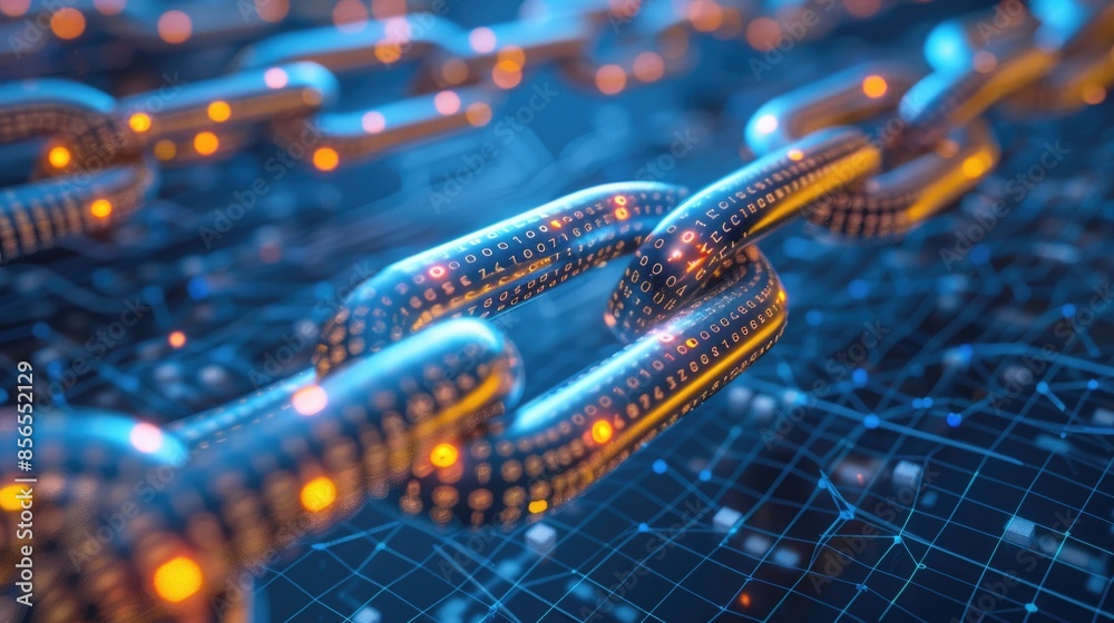 Illuminated Blockchain: Close-Up of Secure Data Blocks on Decentralized Network - Nikon D850 Shot Illuminated Blockchain: Close-Up of Secure Data Blocks on Decentralized Network - Nikon D850 Shot