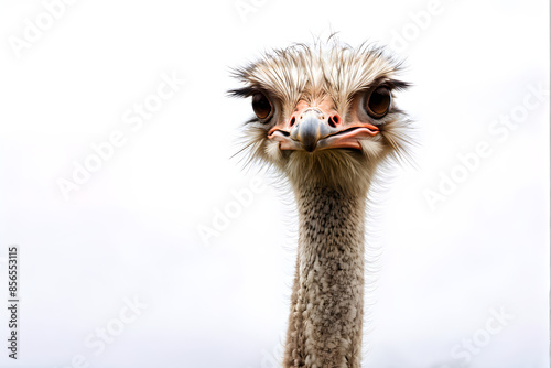 Male Ostrich, Struthio Camelus isolated on white background Male ostrich, Struthio camelus, isolated, white background, cutout, transparent background, wildlife, bird, ostrich species, flightless bird