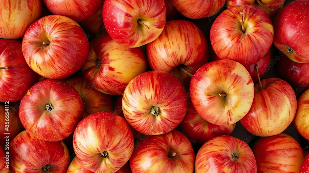 Top view of bright ripe apples background