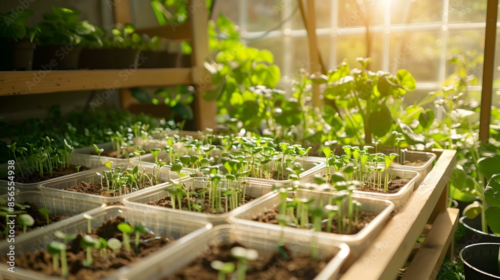 Seedlings with radish seedlings neatly arranged image Seedlings with radish seedlings neatly arranged image