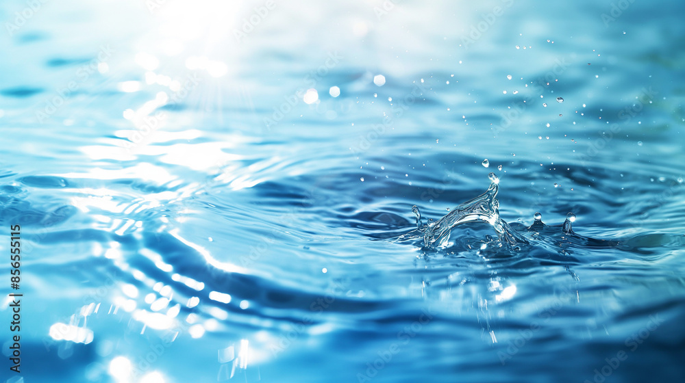 Ripples and light reflections on clear blue water surface. Ripples and light reflections on clear blue water surface.