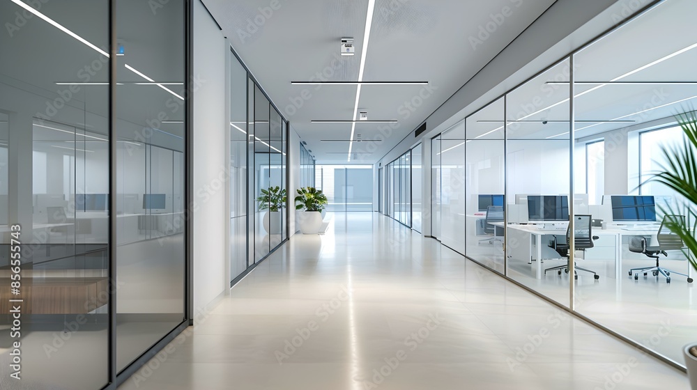 Office interior in high-tech style with minimalist Office interior in high-tech style with minimalist