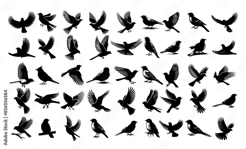 Black bird silhouettes, pigeon silhouette set, vector of a flying dove silhouette. Black bird silhouettes, pigeon silhouette set, vector of a flying dove silhouette.