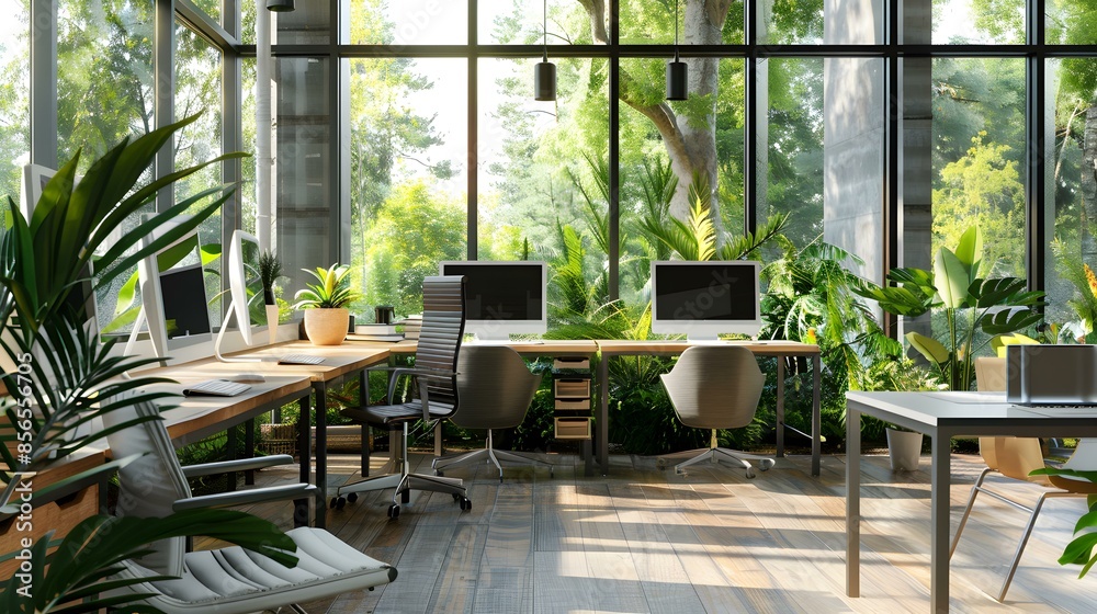 The office is modern with spacious workstations image The office is modern with spacious workstations image