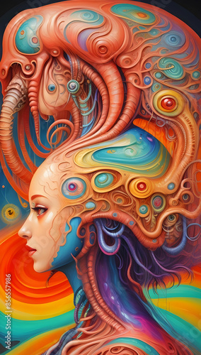 Wallpaper Mural psychedelic painting of a woman Torontodigital.ca