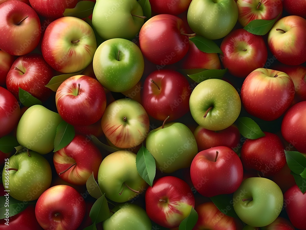 A group of red and green apples in a pile A group of red and green apples in a pile