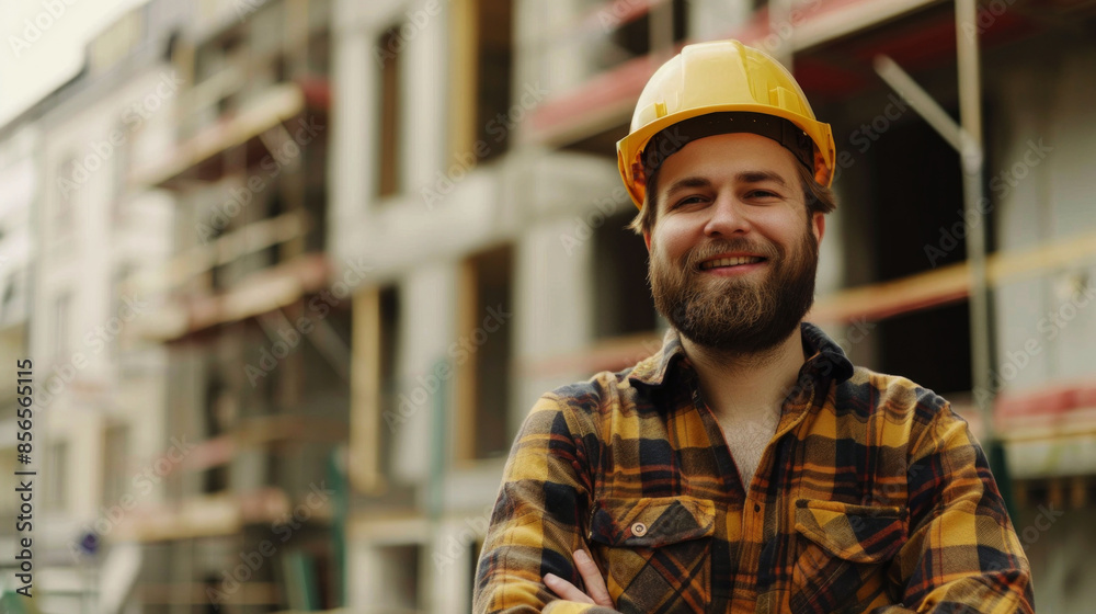 portrait cheerful of builder in place of work to convey they spirit portrait cheerful of builder in place of work to convey they spirit