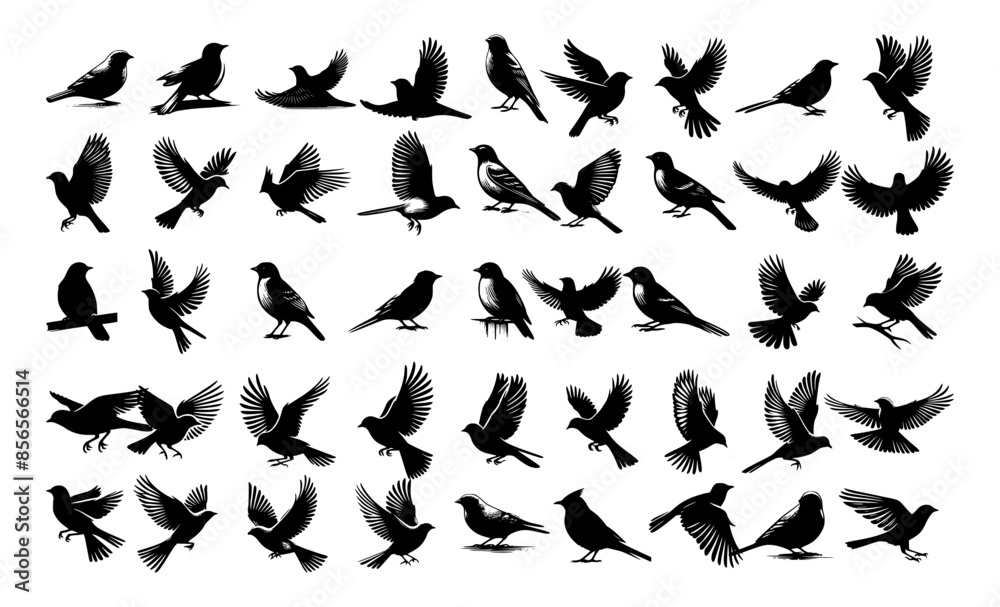 Pigeon silhouette, vector silhouette of a flying dove, assortment of black bird silhouettes. Pigeon silhouette, vector silhouette of a flying dove, assortment of black bird silhouettes.