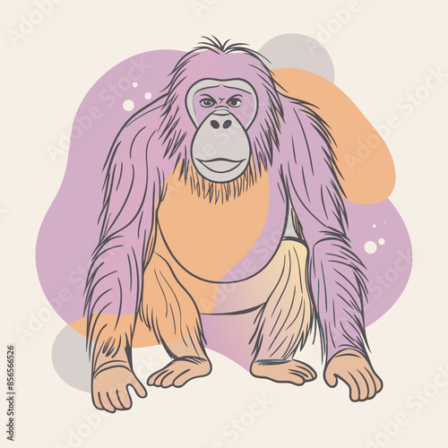 Colorful drawing of an Orangutan photo