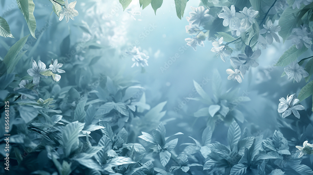 A dreamy, ethereal forest scene with white blossoms and soft, blue light. Perfect for spring or nature-inspired designs. A dreamy, ethereal forest scene with white blossoms and soft, blue light. Perfect for spring or nature-inspired designs.