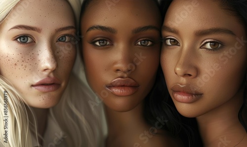 Portrait of Women of Different Races in Soft Lighting © piai