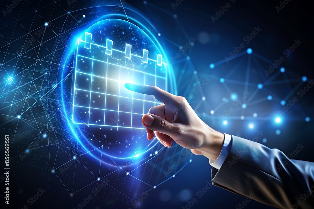 A hand taps a holographic calendar icon, scheduling meetings and deadlines with glowing efficiency.
A hand taps a holographic calendar icon, scheduling meetings and deadlines with glowing efficiency.