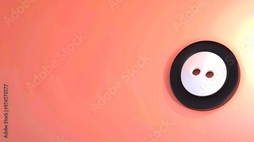 Minimalist graphic design of a single tuxedo button on a plain pastel background suitable for clean wallpapers or digital art