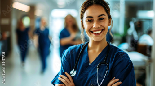 Free Download portrait cheerful of doctor in the hospital to convey their spirit of work - GFXLoad