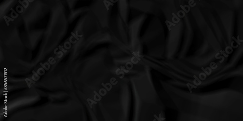 Black wrinkly backdrop paper background. panorama grunge wrinkly paper texture background, crumpled pattern texture. paper crumpled texture. black fabric crushed textured crumpled.