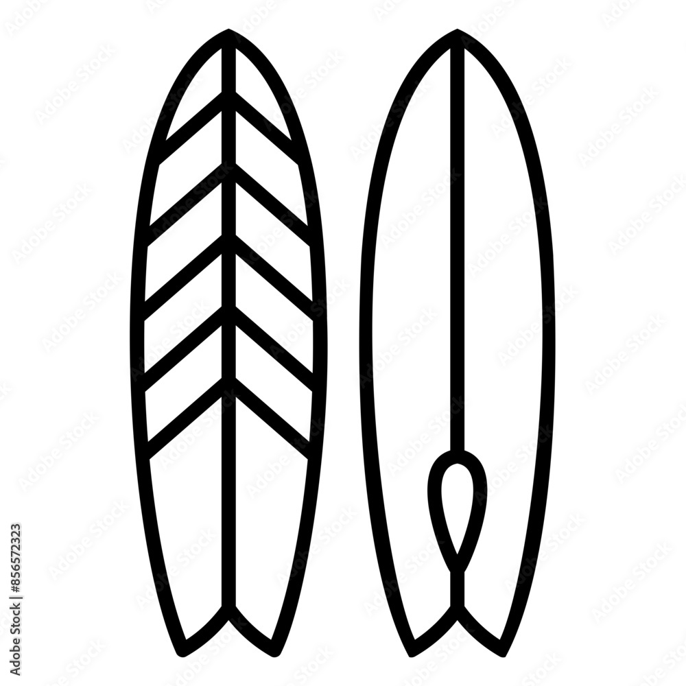 Surf board icon for water sports in summer Surf board icon for water sports in summer