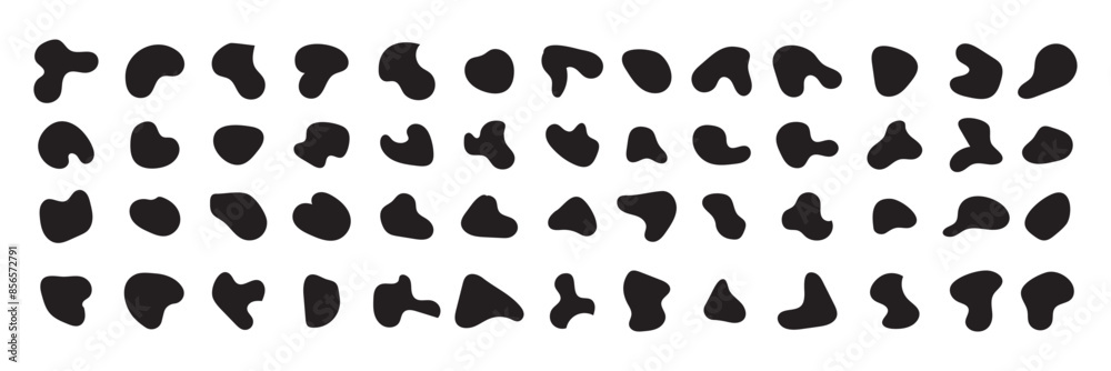 Abstract fluid black blob shape vector set. Modern liquid irregular blob shape elements graphic flat style Abstract fluid black blob shape vector set. Modern liquid irregular blob shape elements graphic flat style