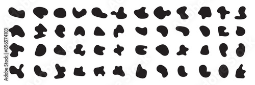 Abstract fluid black blob shape vector set. Modern liquid irregular blob shape elements graphic flat style