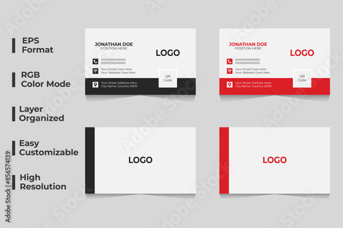 Modern business card design, corporate personal card, creative business card template, identity card photo